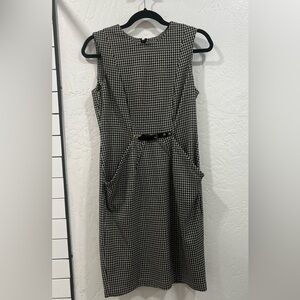 Calvin Klein Black & White Sleeveless Houndstooth Dress Size 6P